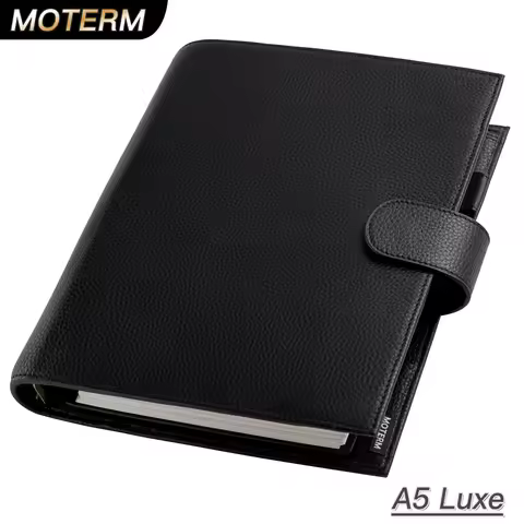 Moterm Luxe 2.0 Series A5 Size Planner Pebbled Grain Leather Notebook with 30MM Ring Agenda Organize