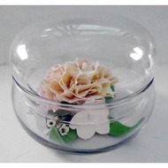 Artificial Flowers In A Glass Frame Openable Lid Size 7.5x7.5x6 cm.