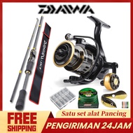 Daiwa Rod Joran Pancing 1 Set Fishing Rod Spinning HE Reel Joran Udang Galah Rod Pantai Pancing Set