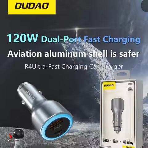 DUDAO 120W GaN Car Charger Super Fast Charge for iPhone Xiaomi OPPO - Mobile Cigarette Lighter Adapt