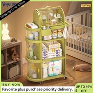 【Free Shipping】Yiya Storage Rack Small Cart Movable Baby Supplies Storage Cart Newborn Storage Bottle Milk Powder Storage Rack