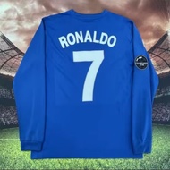 2007 2008 Away Retro Blue No.7 Ronaldo Long Sleeved Soccer Jersey