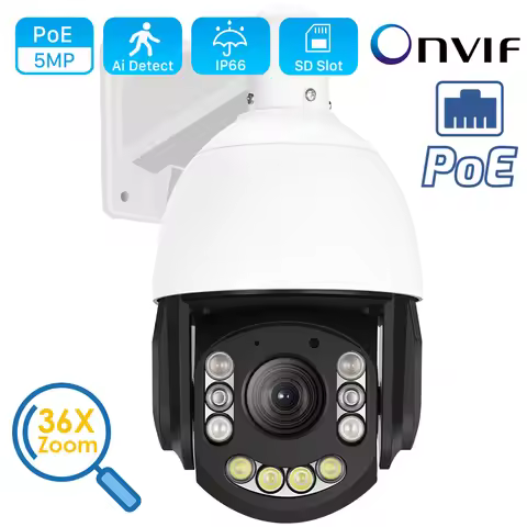 8MP 4K 20X Zoom POE IP Camera Outdoor 5MP AI Auto Tracking PTZ Speed Dome Camera 100M IR Auido P2P C