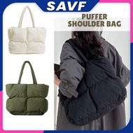 SAVF Trendy Puffer Women Bag Puffy Shoulder Bag Casual Soft Handbag Stylish Quilted Tote Bag Beg Bah