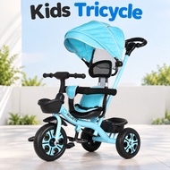 3 Wheels Bike for Kids Trolley Bike with Seat Belt and Foldable Parasol
