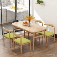 Simple Cafe Milk Combination Household 4 Person Dining Table Tea Shop Small Apartment 6 Person Dinin
