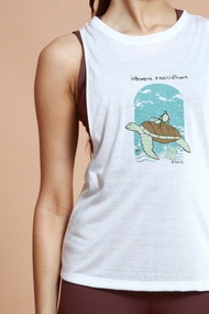 asana eco 生態意識系列--大寬袖背心-白-海龜