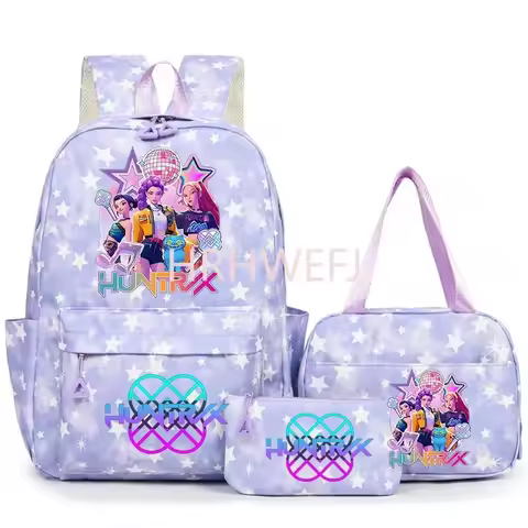 3Pcs/Set 1PCS School Bags Girls Teens Rumi Mira Zoey Youth School Backpack Travel School Students La