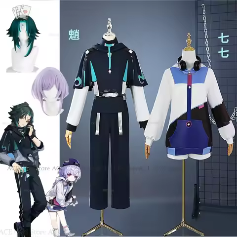 Genshin Impact Xiao Qiqi Co-ANTA Cosplay Costume Sportswear Uniform Wigs Cosplay Anime Game Xiao Qi 