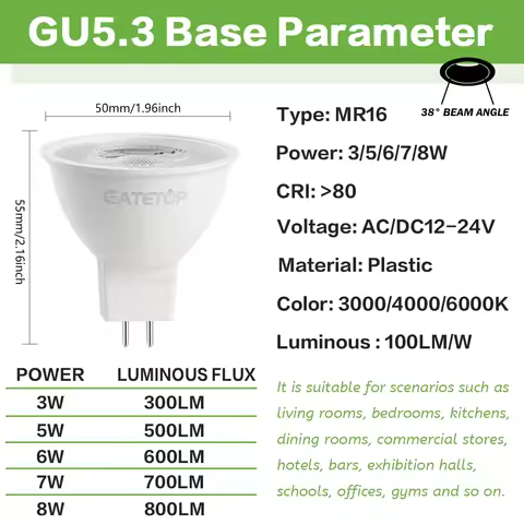 1-10Pack Low Pressure AC DC 12V 24V 38degree Bean Angle MR16 Bulb Spotlight 3W 5W 7W 8W Cool Warm Li