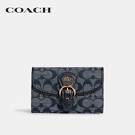 COACH กระเป๋าสตางค์ผู้หญิงรุ่น Kleo Wallet In Signature Chambray C8308 IMDEI สีฟ้า