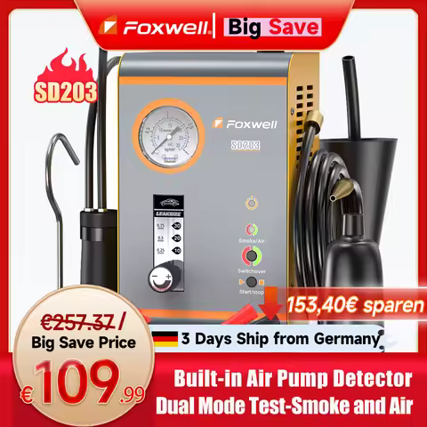 FOXWELL SD203 Automotive Smoke Machine 12V Built-in Air Pump EVAP Vacuum Leak Detector Car Pipe Leak