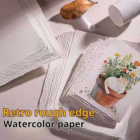 BORRENCE Watercolor Painting Paper A4/A5/A6 Watercolor Paper Sketchbook Rough Edge 300gsm 10 Sheets 