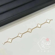 Vca/Van Cleef Yabao 18K White Shell Pork Belly Clover Necklace Bracelet