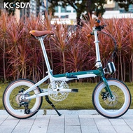 Kosda Aluminum Alloy 16-Inch Foldable Bicycle Ultra-Light Adult Pedal Variable Speed Portable Disc Brake Installation-Free Bicycle