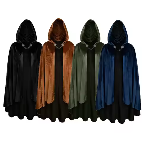 Renaissance Medieval Hooded Cloak Hobbit Queen Elf Wizard Cloak Cosplay Costume Halloween Carnival C