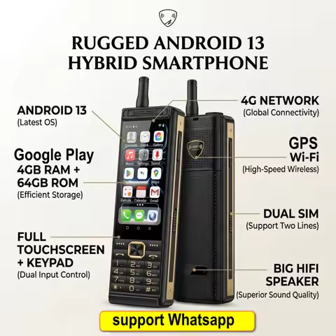 Touch Screen 4G LTE Mobile Phone Android 13 4GB RAM 64GB ROM Fast Charging Dual SIM WiFi 5G/BT5.0/GP