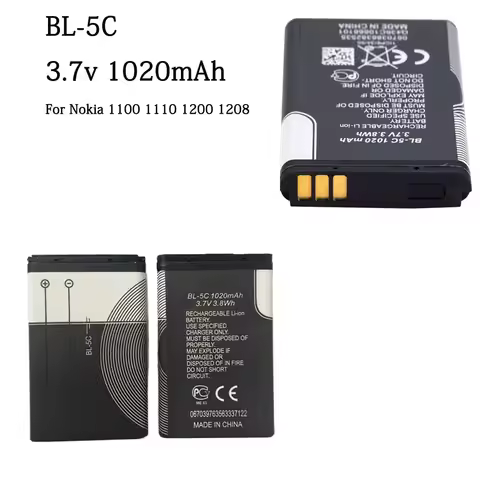 BL5C BL-5C 3.7V Lithium Polymer Phone Battery For Radio Nokia 1100 1110 1200 1208 1280 2600 2700 310