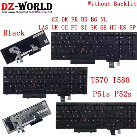 for Lenovo Thinkpad T570 P51S T580 P52S Laptop Keyboard LAS UK CH SWS PT SI SK SE HU ES CZ DK FR BR 