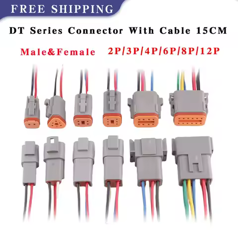 5/20/100 Sets Deutsch DT Series Connector With Cable 15CM DT-2P/3P/4P/6P/8P/12P Automotive Electrica