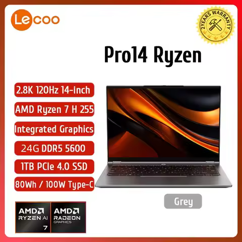 Lenovo Original Lecoo New Pro 14 Ryzen 7 H 255 AMD Radeon 780M 24GB DDR5 1TB SSD WiFi6 14inch 2.8K 1