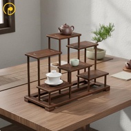 Small Desktop Tea Ware Rack Wood Chinese type Curio Shelf