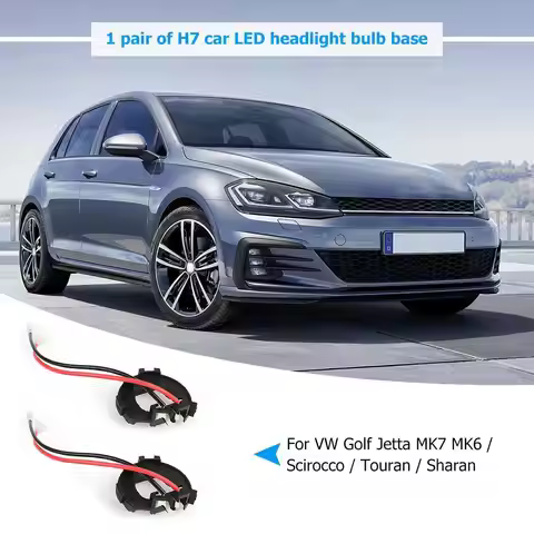 1 Pair H7 LED Headlight Bulb Base Adapters Holders for Vito Golf Jetta MK7 MK6 Scirocco Touran Shara