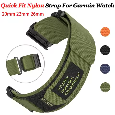 20 22 26 mm Nylon Sport Strap For Garmin Fenix 8 51mm 7 7s 7X 6X 6s 6 Pro 5 5s 5X Plus 3 3HR 945 Epi