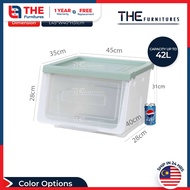 THE 28/42/54L Large Capacity Storage Box With Transparent Lid Stackable Toy Snack Storage Cabinet