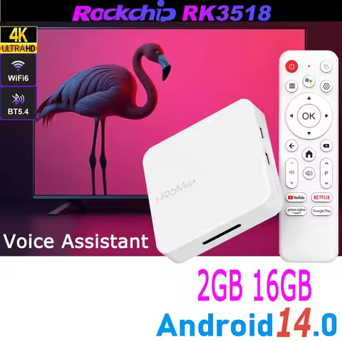 H96 Max RK3518 Android14.0 Rockchip Quad Core 4K HDR Wifi6 Voice Assistant Remote Control Game Media