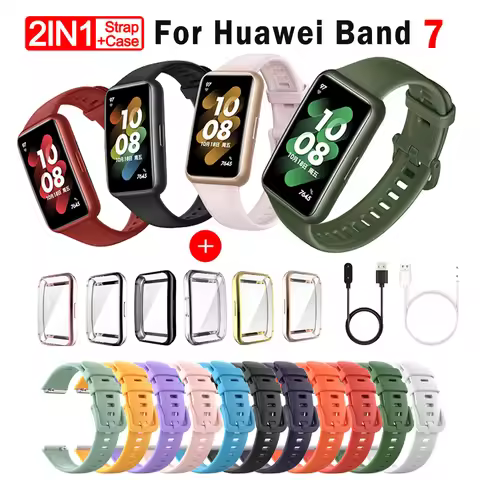 Soft Silicone Strap for Huawei Band 7 Accessories Replacement Bracelet Screen Protector Case Wristba