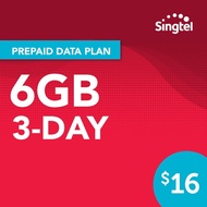 SingTel 6GB 3days prepaid mobile phone date online Topup