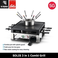 Solis 3 In 1 Combi Grill Table Grilling and Fondue for Up To 8 Person