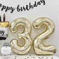 1/2pcs 40-Inch Large Light Gold Foil Number Balloons, Ideal For Decorating 10th, 16th, 18th, 20th, 2