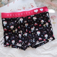 กางเกงชั้นในชายเอวกลางลายการ์ตูน Hello Kitty สีชมพู กางเกงบ็อกเซอร์ไฟเบอร์โพลีเอสเตอร์สําหรับเยาวชน