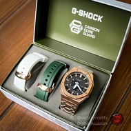 G-SHOCK Ga-2100 Casioak Combo Set Rosegold with Stainless Steel  And 2colors of Rubber Strap
