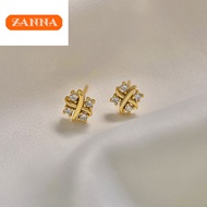 hikaw saudi gold 18k pawnable legit pure gold Cross zircon earrings for women gift earrings hypoallergenic non tarnish dangling