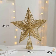 Christmas Tree Top Star Christmas Decoration Luminous Scene Five-pointed Star Iron Art Decoration De