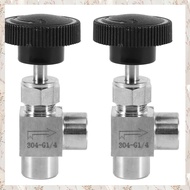 (MDQS) 2X Needle Valve Adjustable Needle Valve 1/4 Inch Right Angle Female Thread SS304 for Water Ga
