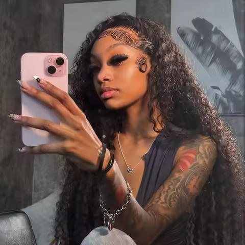 Natural Color Deep Wave Human Hair Wig 44 Inch 13x6 HD Lace Frontal Pre Plucked Natural Hairline Sof
