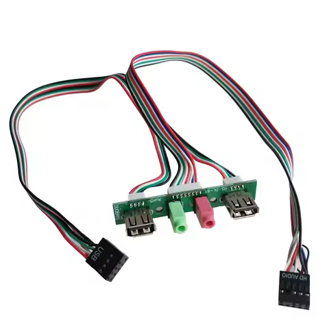 30cm 2-Port USB 2.0 9Pin 3.5mm HD Audio Standing Socket Interface Computer Motherboard Extension Cab