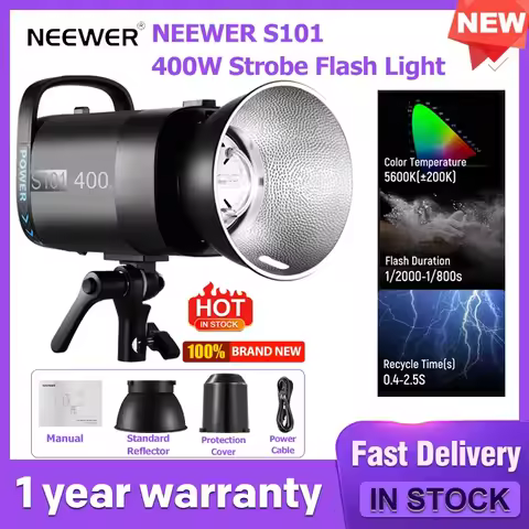 NEEWER S101-400W 5600K Strobe Flash Light Flash Duration 1/2000-1/800s Studio Flash with 9 Level bri