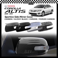 Toyota Corolla Altis 2008 - 2012 Side Mirror Cover Trim Carbon Chrome Black Garnish Bodykit Accessor