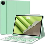 D DINGRICH iPad Pro 12.9 Keyboard Case (6th Generation 2022, 5th Gen 2021) - Apple Pencil Holder, Magnetic Rechargeable Backlit Removeable Keyboard, Auto Sleep &amp; Wake - Green