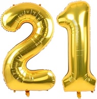 TONIFUL 40 Inch Large Gold Number 21 Balloons Giant Digit 21 or 12 Helium Balloons, Foil Mylar Big N