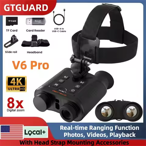 GTGUARD V6 Pro 4K Infrared Night Vision Binoculars 8X Digital Zoom Night-Vision Goggles Telescope Ra