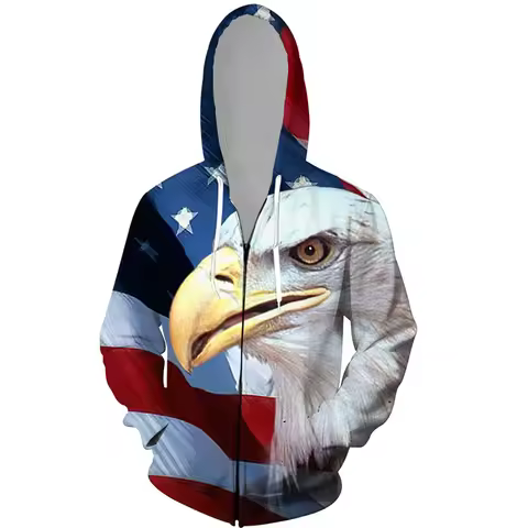 Coats USA National Flag Pattern Hoodies Men/Women Harajuku Sweatshirts JULY FOURTH America Independe
