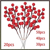 [I O J E] Christmas Simulation Berry 14 Berries Artificial Flower Fruit Cherry Plants Christmas Party Decoration DIY Gift