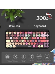 AJAZZ Ajazz 308i 無線機械手感鍵盤安卓蘋果ipad手機平板電腦辦公遊戲彩虹色