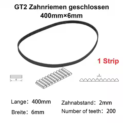 1PCS 3D Printer Parts GT2 6mm Closed Loop Rubber Timing Belt 392 396 400 406 410 420 426 430 436 440